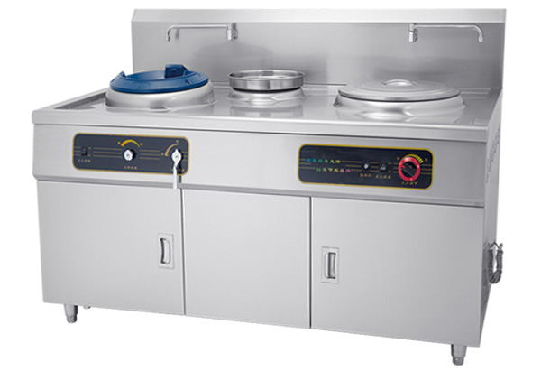 Two burners gas cooker with soup cooker